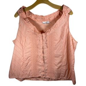 FASHION BUG Embroidered Tunic Tankj with Ruffle Cinch Neckline